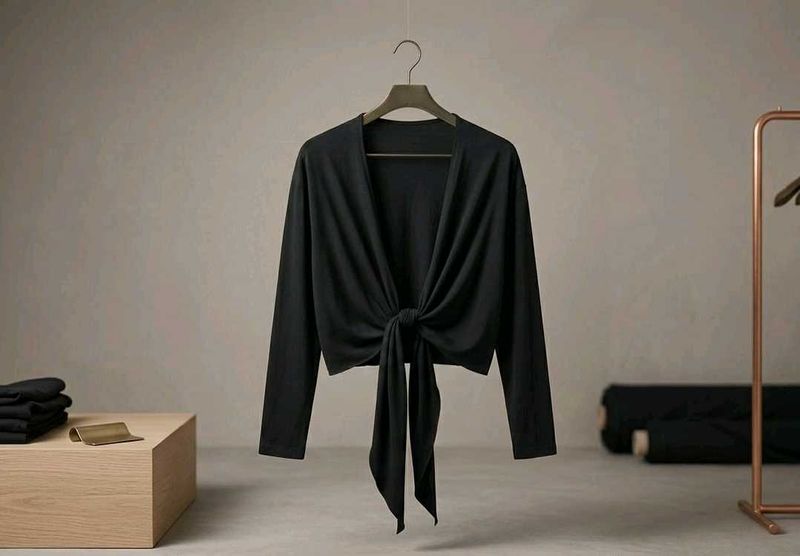 Black Tie-Front Coverup