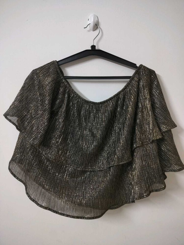 Sparkly Ruffle Off-Shoulder Top