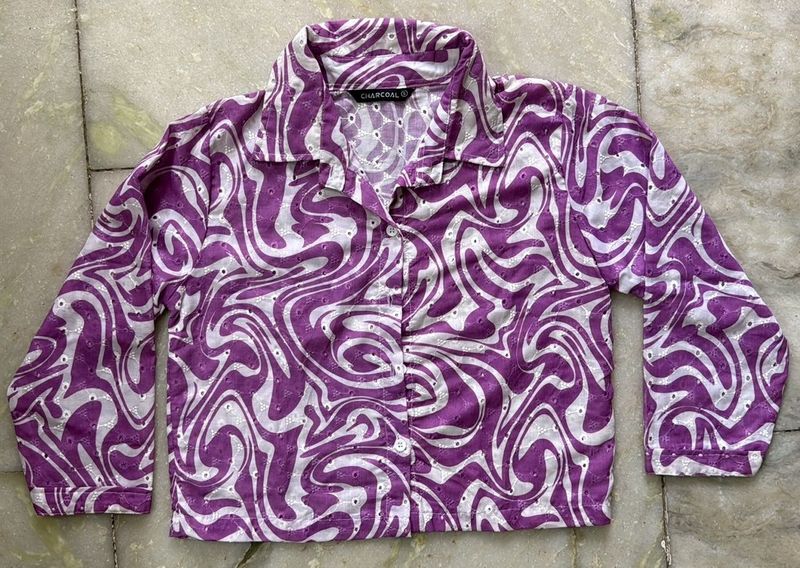 Stylish Purple &amp; White Swirl Print Kurta