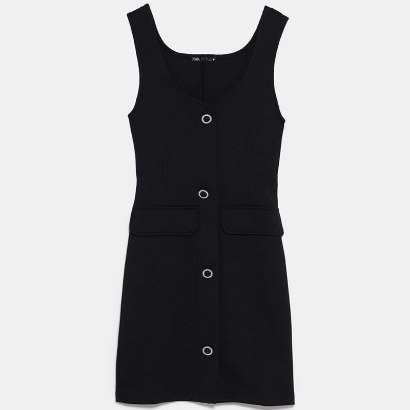 ZARA Chic Black Button-Front  Dress