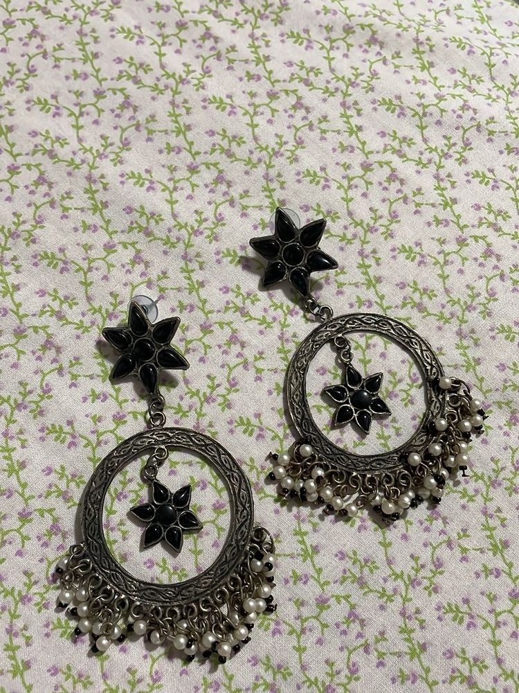Stylish Black Star Jhumka Earrings