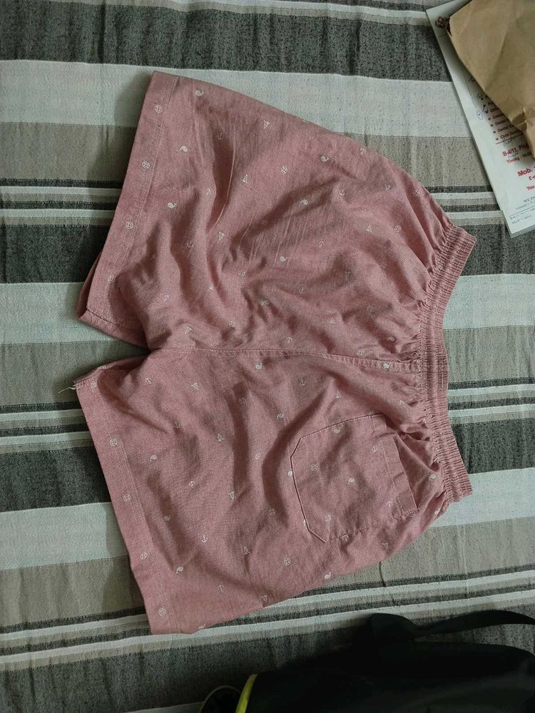Pink Patterned Casual Shorts, Made in Thailand