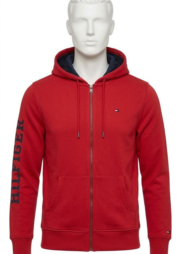 Tommy Hilfiger Red Zip-Up Hoodie