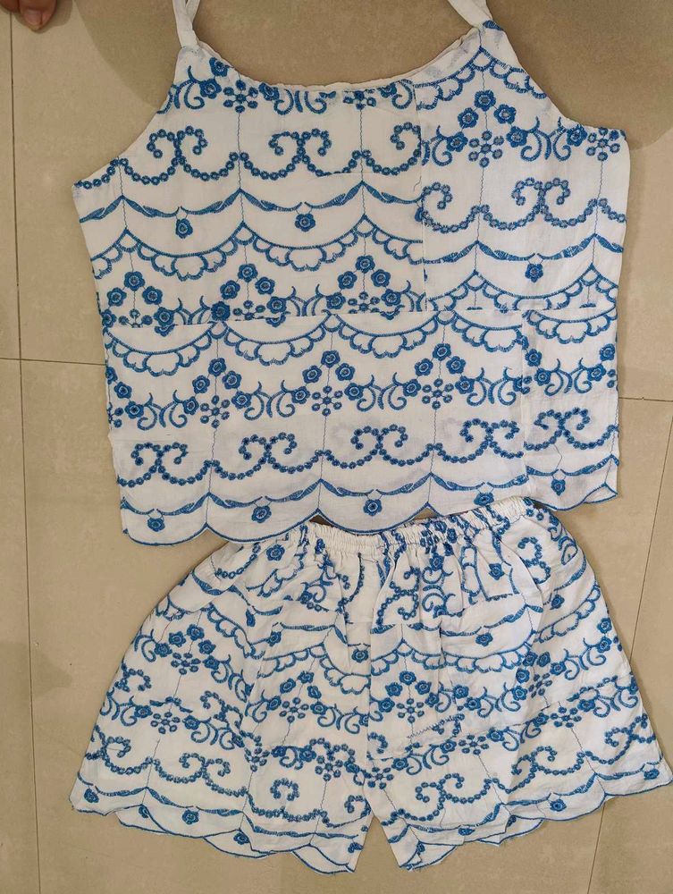 3 Chic Embroidered Top and Shorts Set