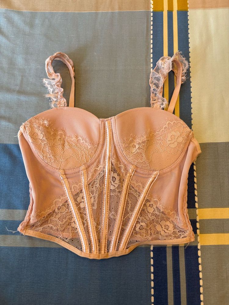 Lace Trim Corset Style Bralette