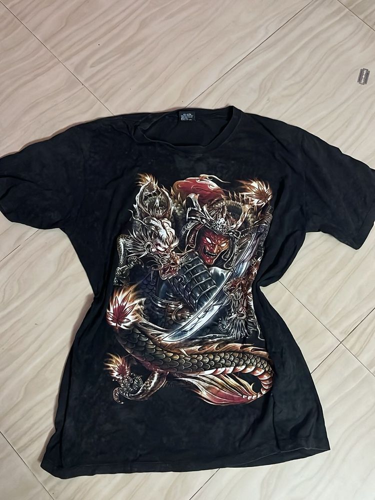 Men's Samurai Dragon Graphic T-Shirt glow in the l