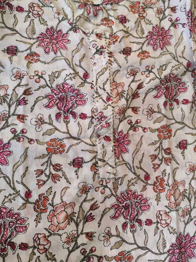 Floral Print Cotton Kurta