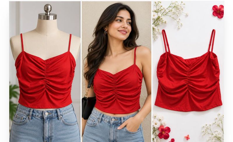 Red Ruched Cami Top