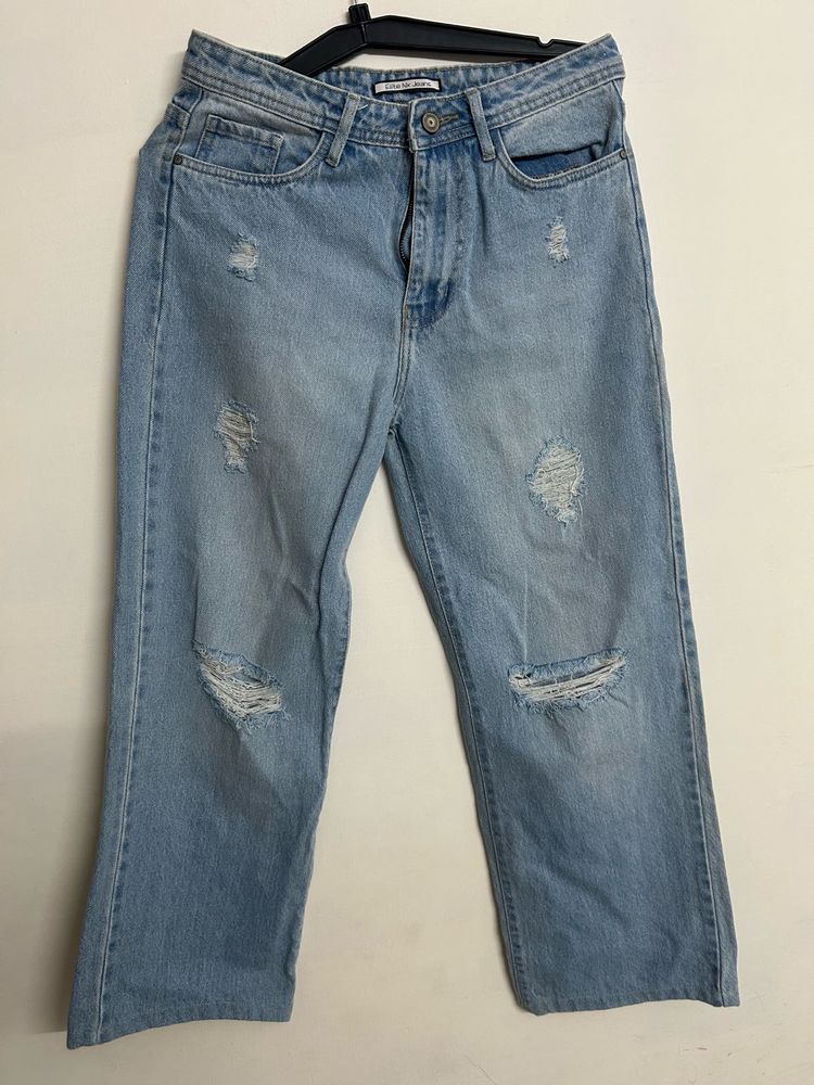 Light Wash Distressed Denim Jeans