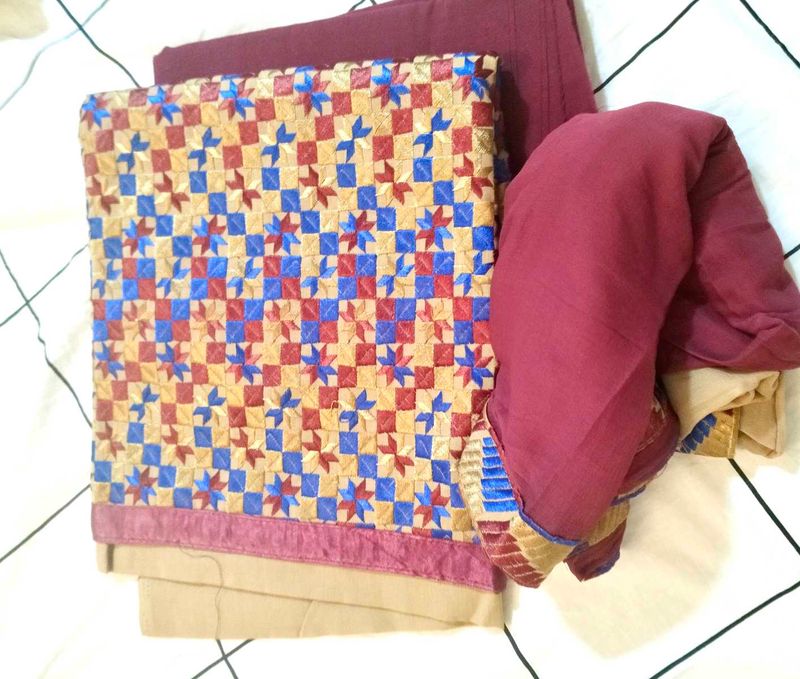 Embroidered Punjabi Suit Material