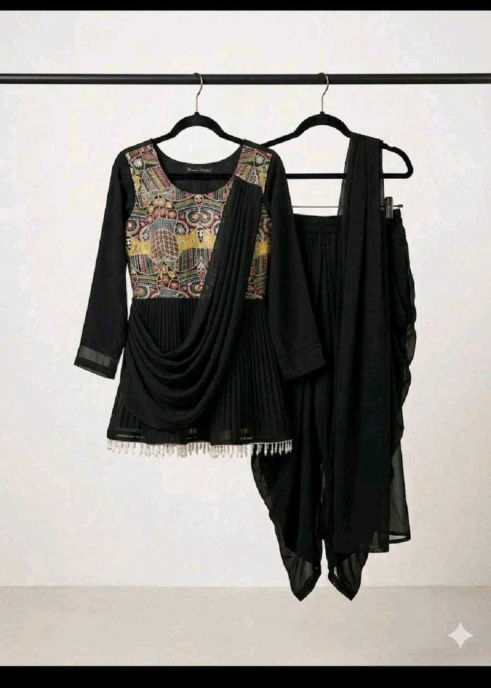 Elegant Black Kurta Set with Dupatta
