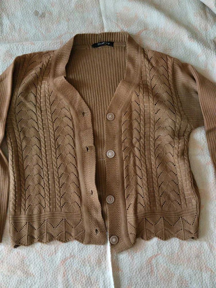 Chic Brown Knit Cardigan