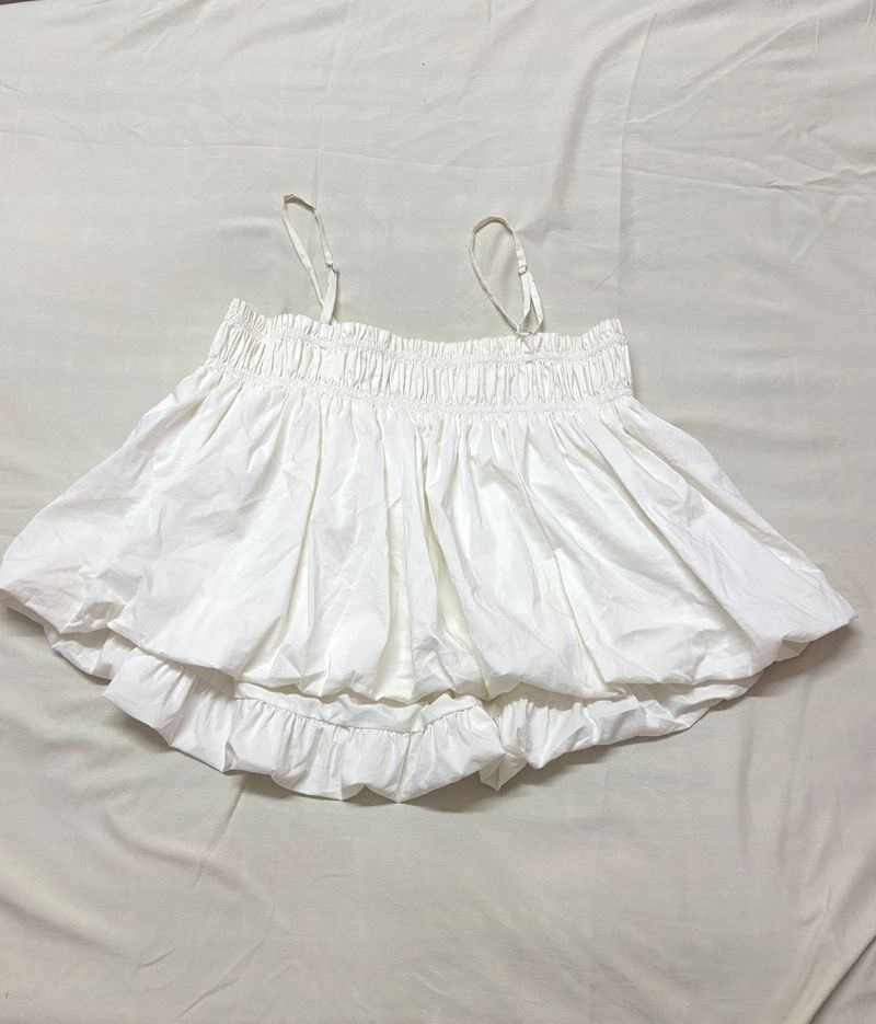 White Ruched Babydoll Top