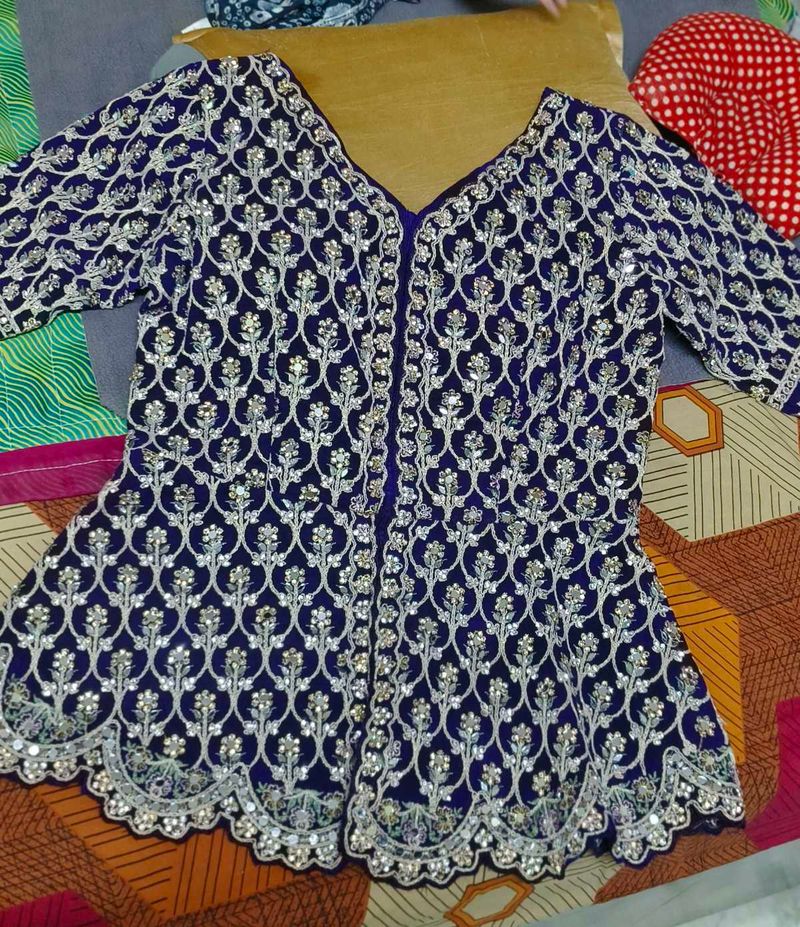 Embellished purple Peplum Top Indo Western dress