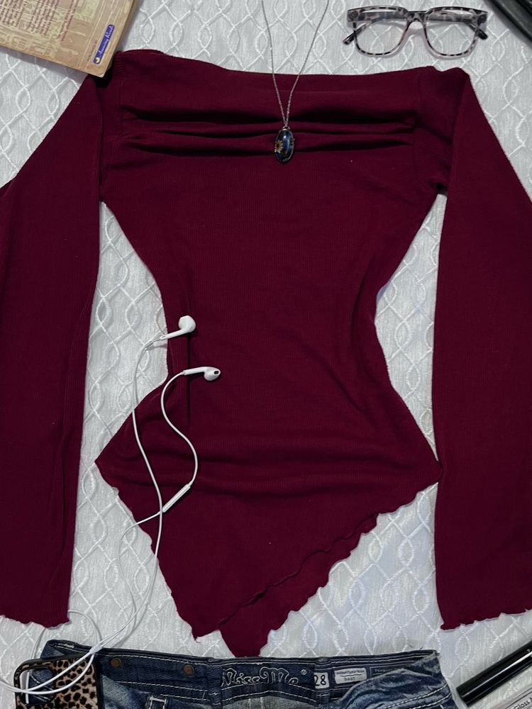 Off Shouldered Slit Top