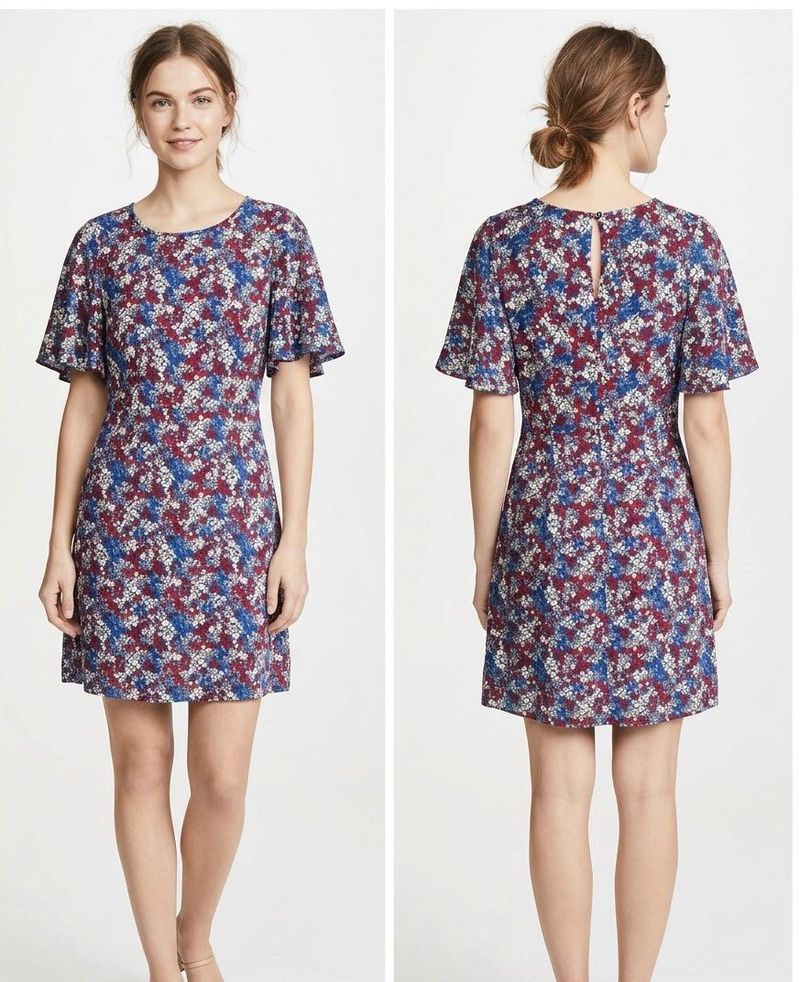 Floral Print Flounce Sleeve Dress