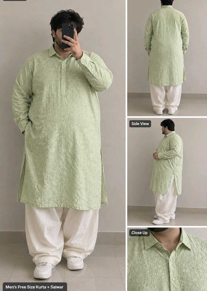 Free size Elegant Pastel Green Chikankari Kurta