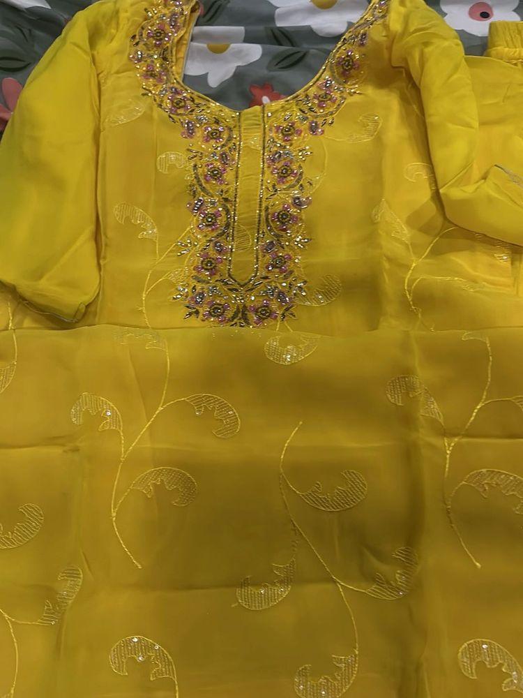 Yellow Embroidered Kurta Set