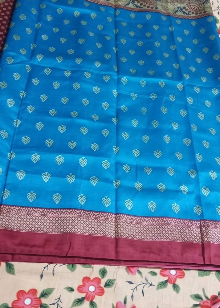 New Art Silk Saree With Running Blouse Piece