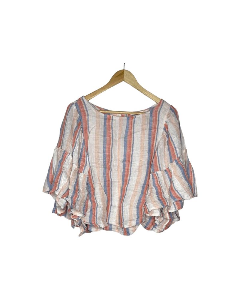 Striped Ruffle Sleeve Top