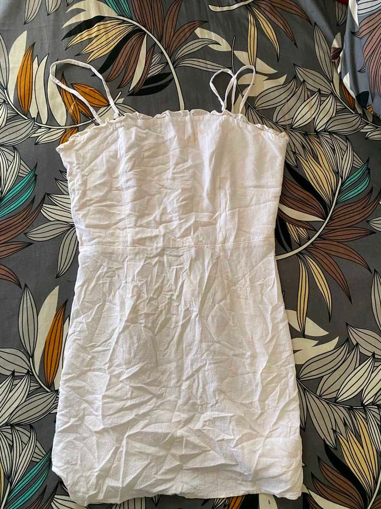 White Spaghetti Strap Mini Dress