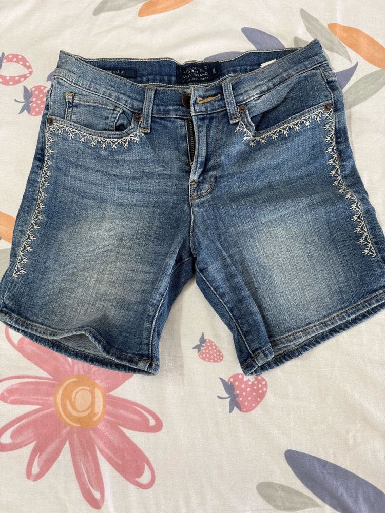 Lucky Brand Embroidered Denim Shorts