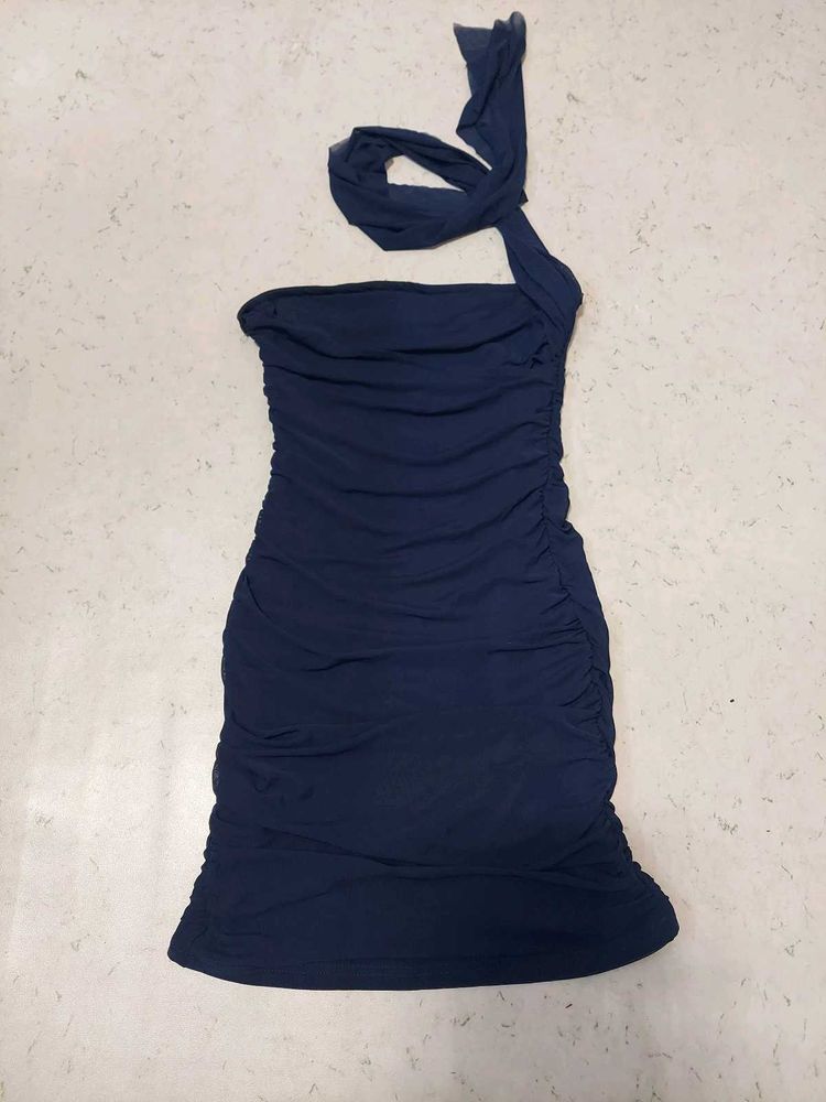Elegant Blue Off-Shoulder Dress