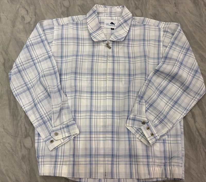 Men's Plaid Zip-Up Jacket bit oversize