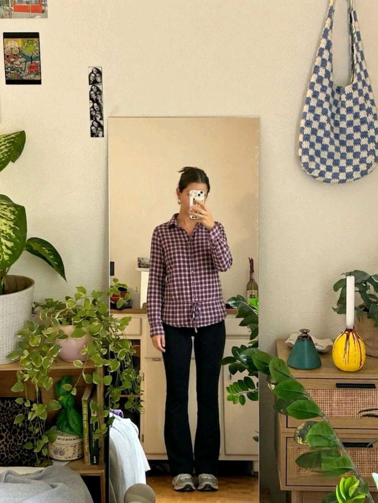 Purple Plaid Button-Up Shirt