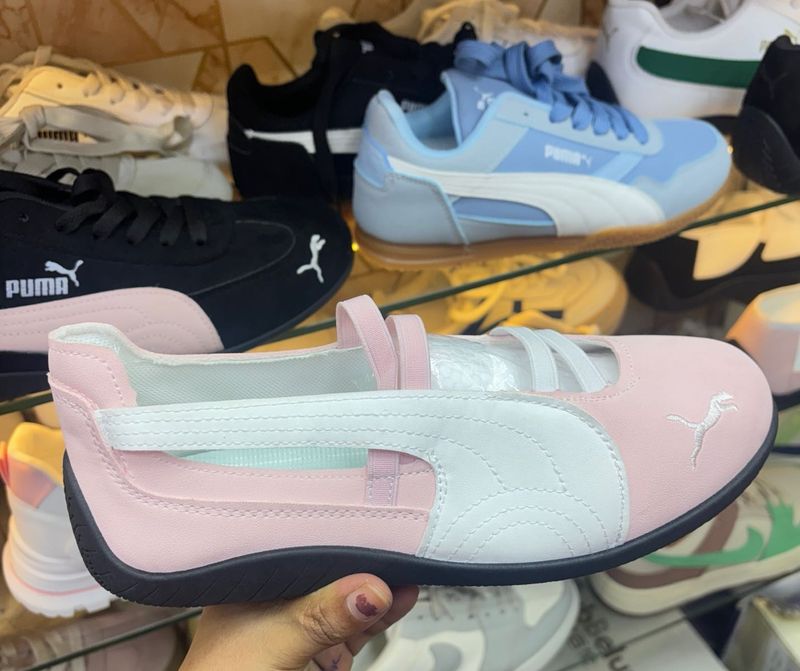 Pink Puma Mary Jane Flats