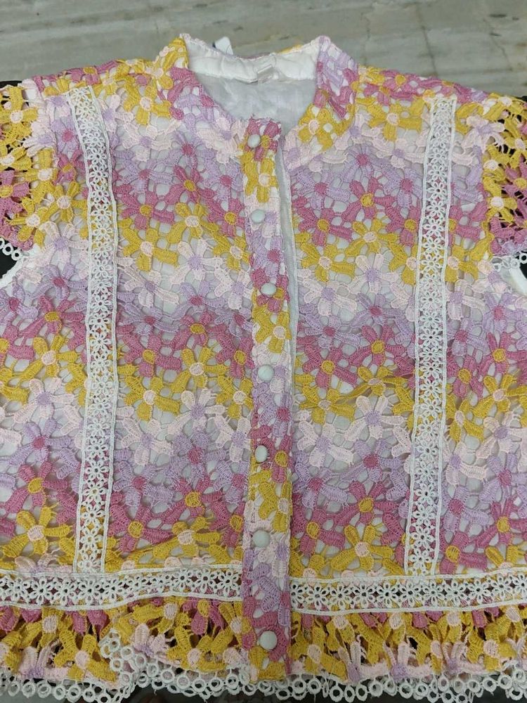 Floral Lace Button-Up Top