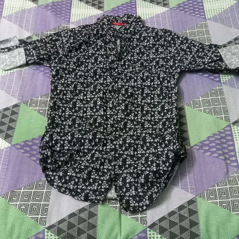 Black Floral Print Shirt