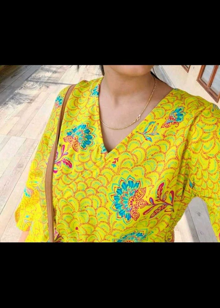 Vibrant Yellow Floral Print top