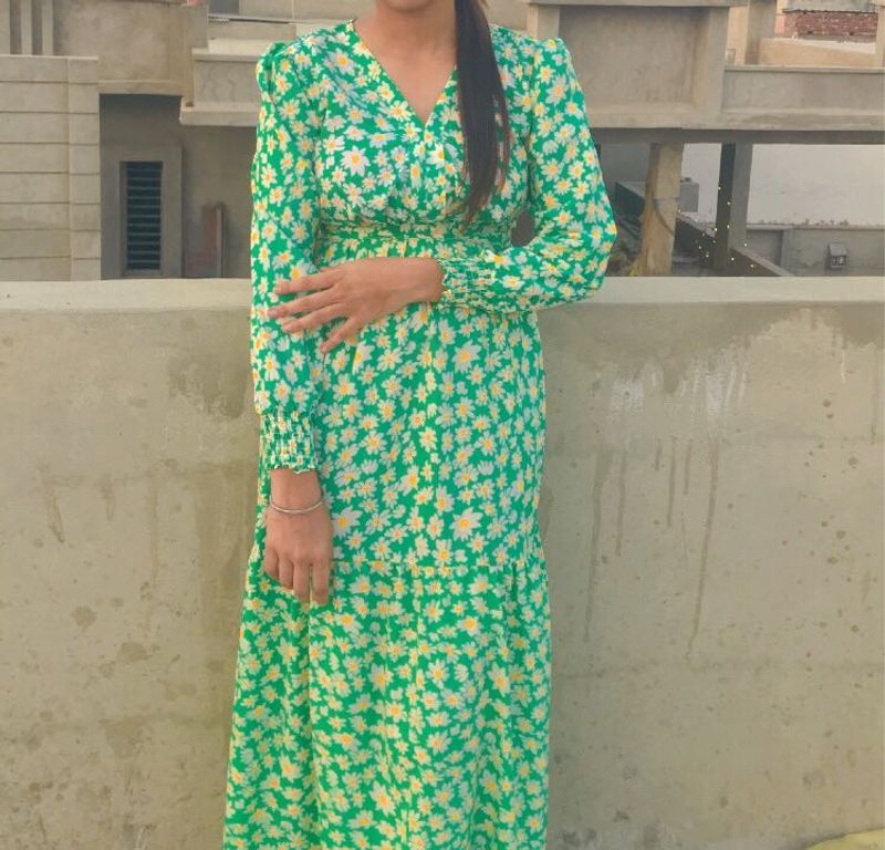 Green Floral Maxi Dress