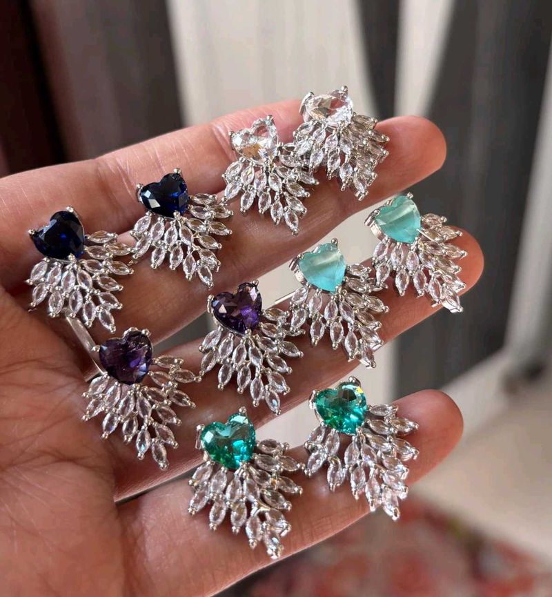 Sparkling Heart Stud Earrings