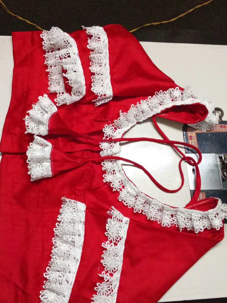 Red Lace Trim Outfit