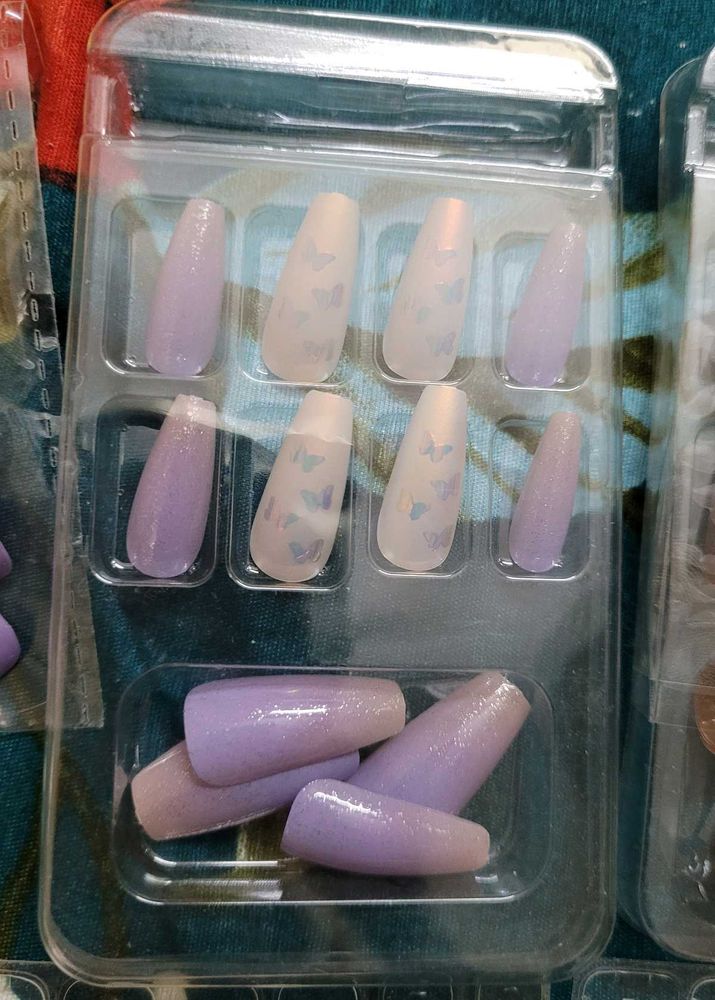 Purple Butterfly Press-On Nails