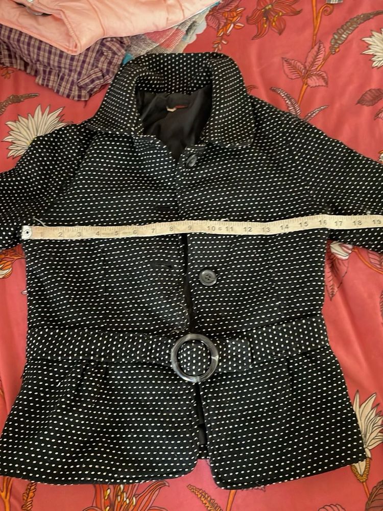 Chic Polka Dot Jacket with Belt