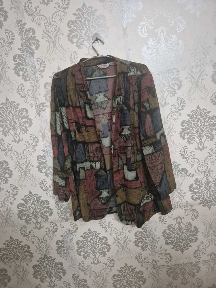 Vintage Abstract Print Blazer