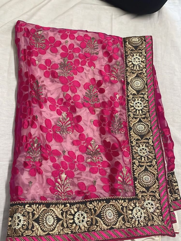 Beautiful Pink Embroidered Saree