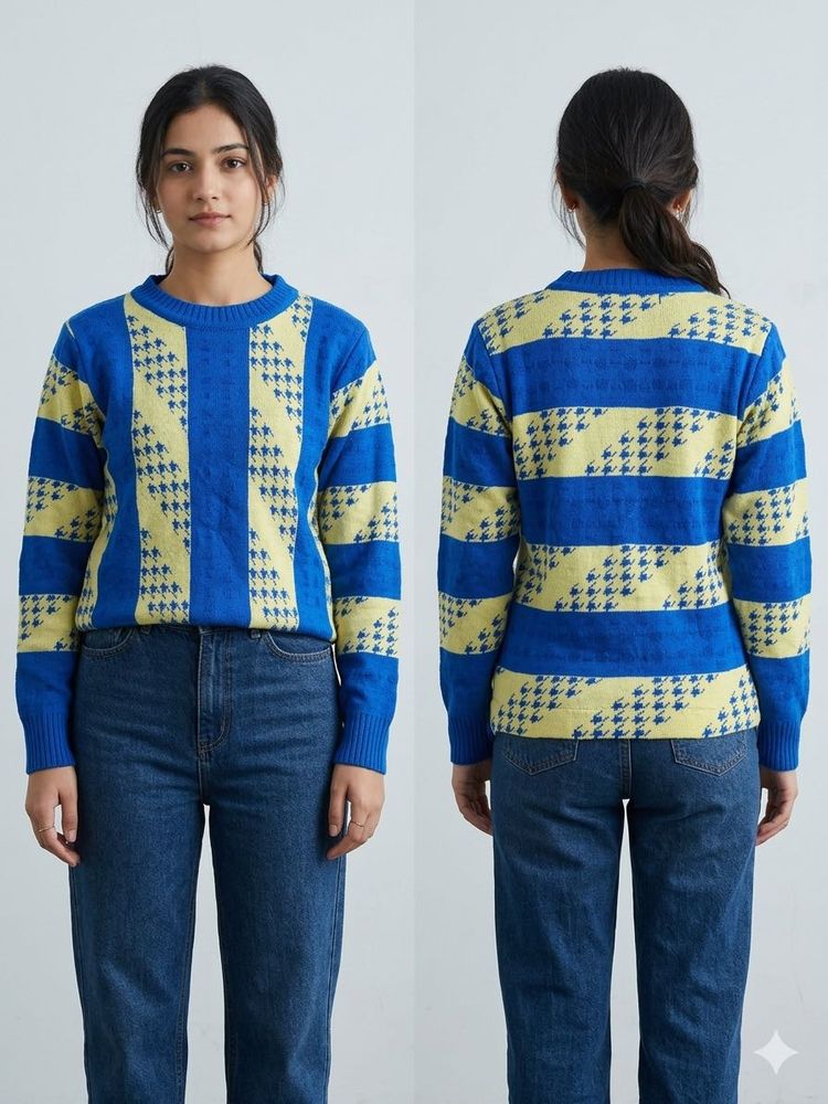 Blue &amp; Yellow Striped Knit Sweater