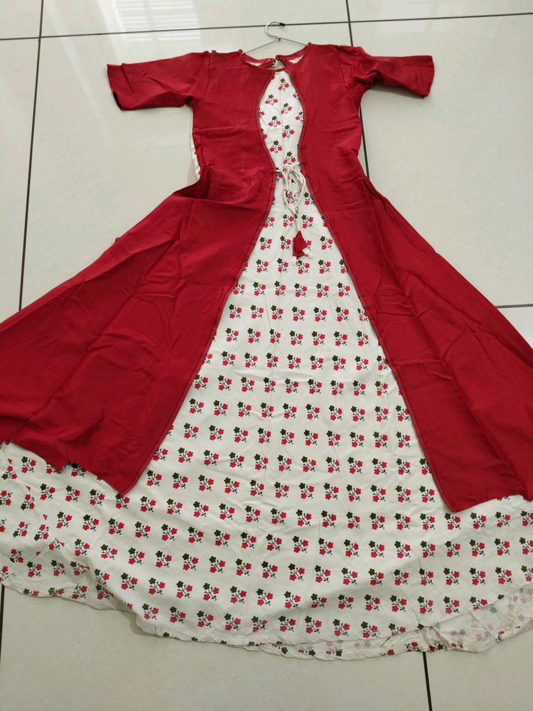 Flower Design Pure Cotton Gaun