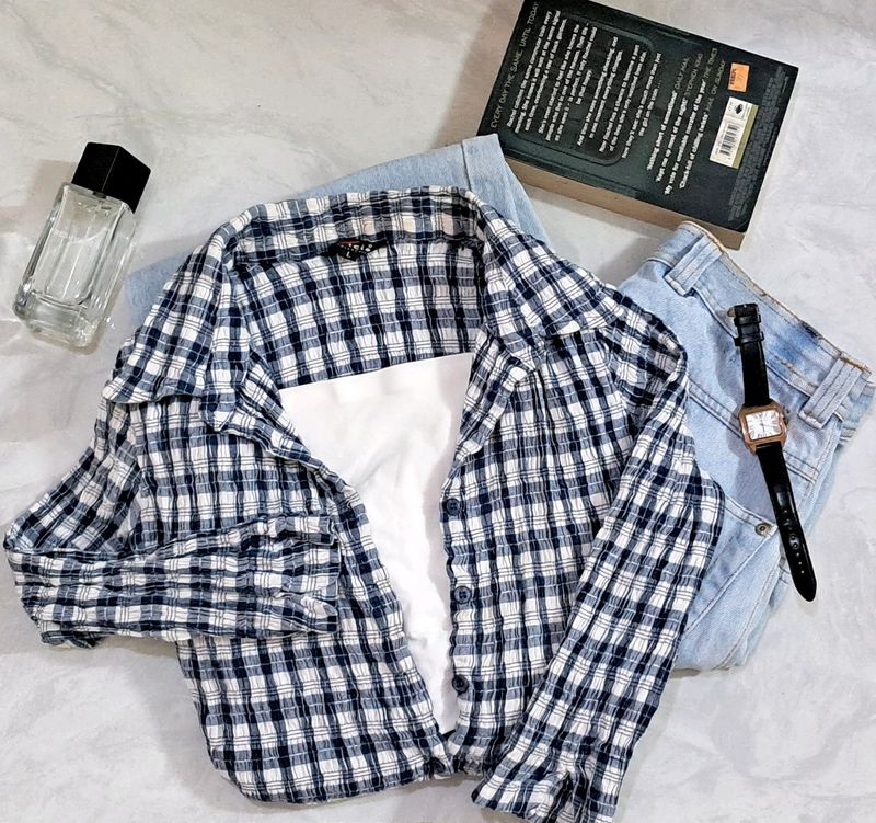 Blue Textured Shirt (Only Shirt)