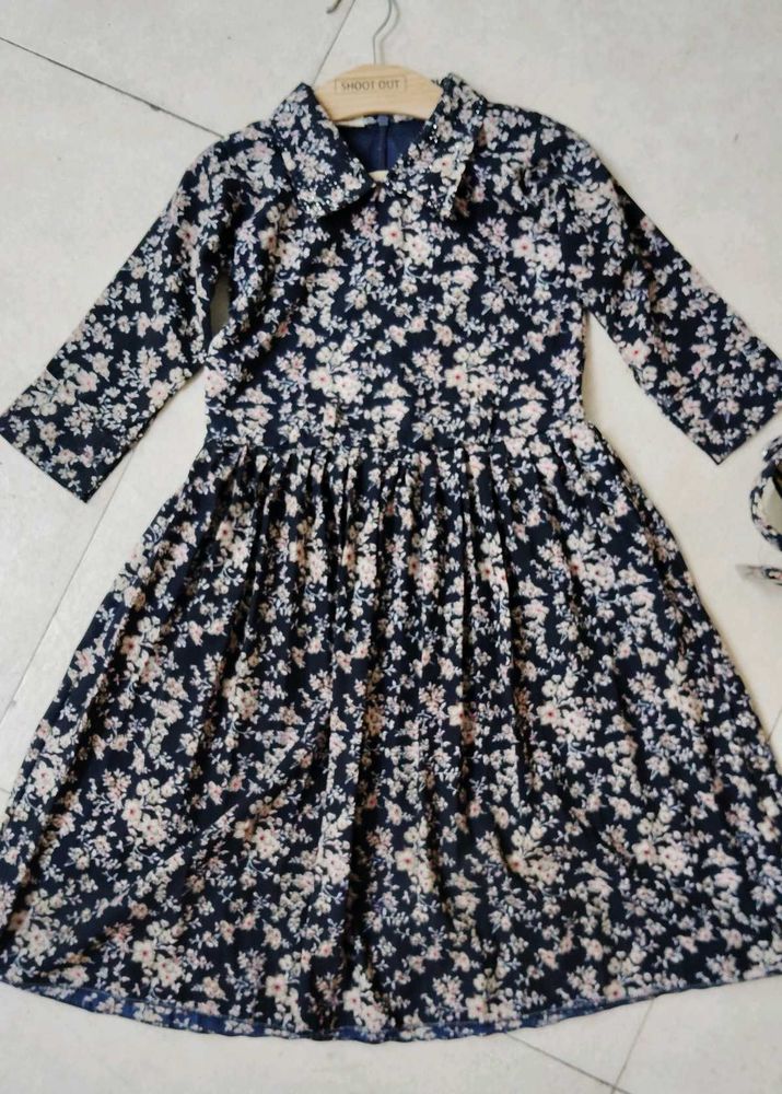 Chic Floral Print Midi Dress 4-5 year