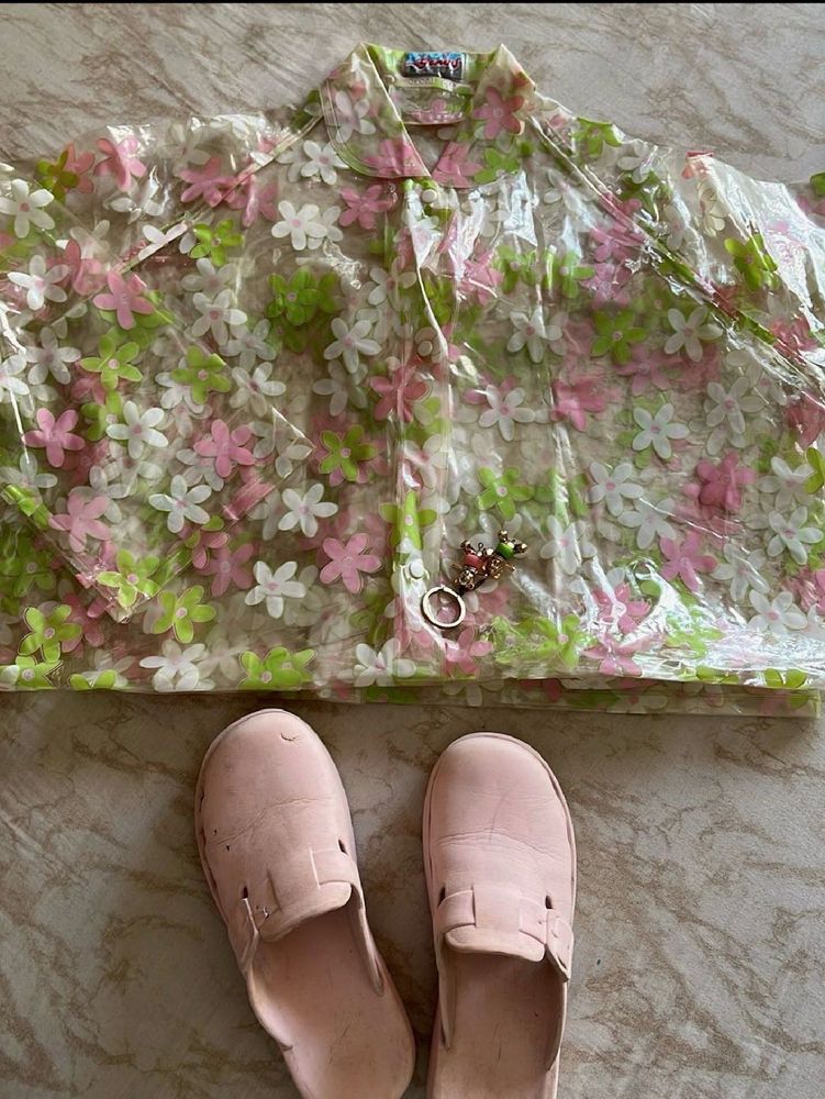 Clear Floral Rain Jacket