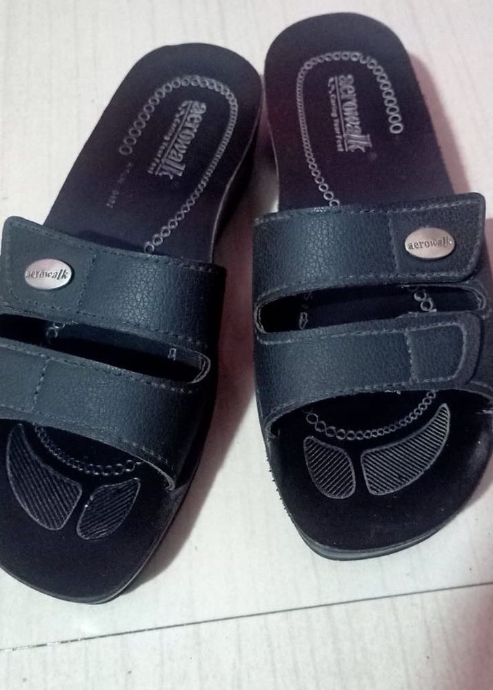 Aerowalk Women's Black Adjustable Sandals