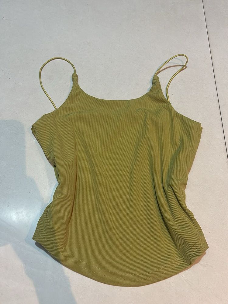 Chic Olive Green Spaghetti Strap Tank Top
