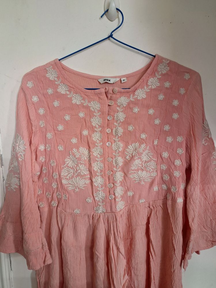 Peach Embroidered Tunic