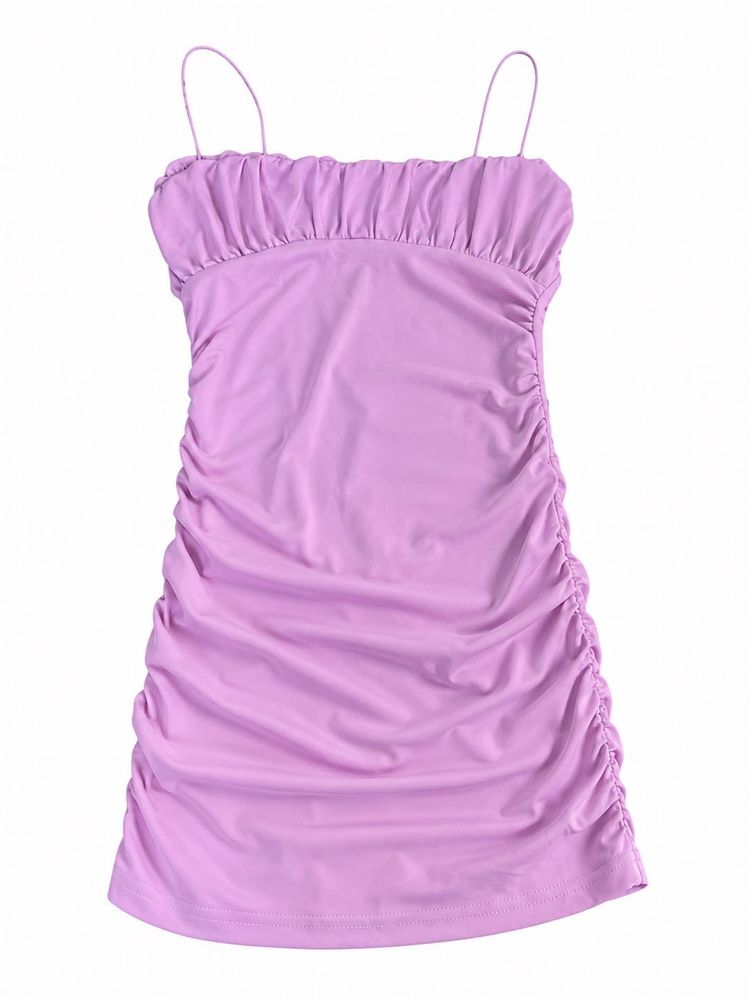 Lilac Ruched Mini Dress