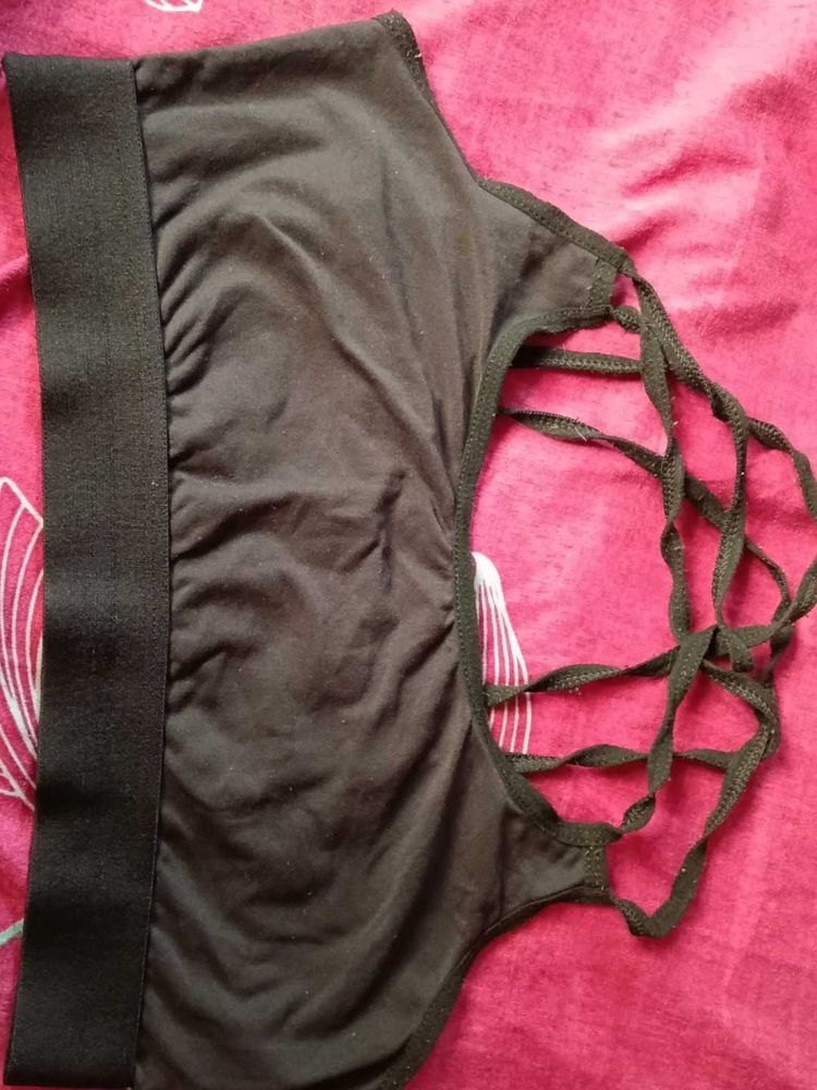 Black Sports Bra with Criss-Cross Straps